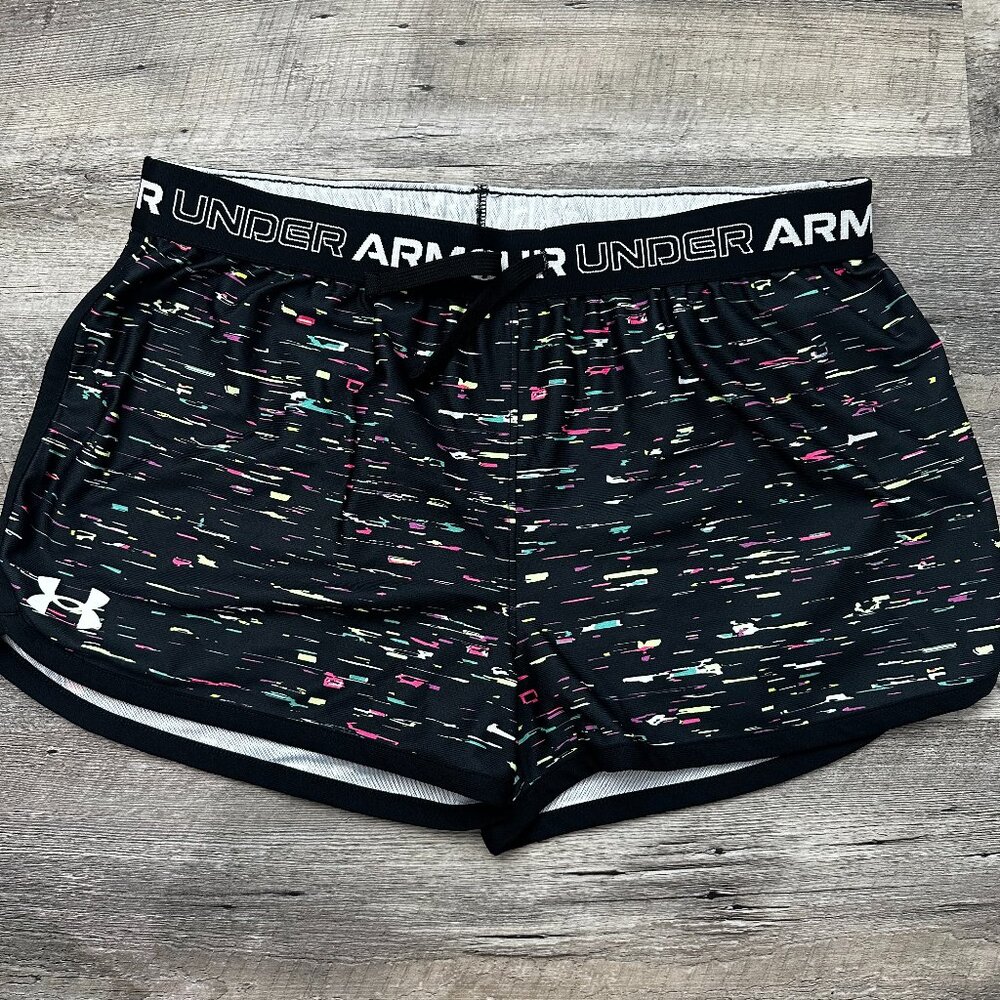 Under Armour shorts, girls XL, black multi, athletic shorts